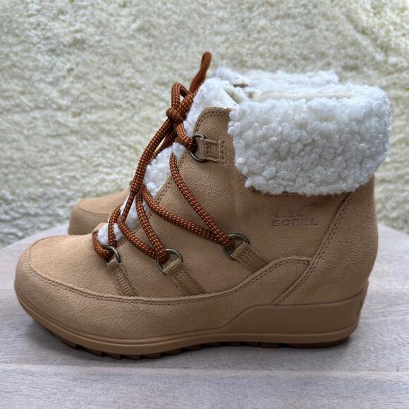 Sorel Evie Womens Size 9.5 Cozy Lace Up Boots Suede Taupe Winter Waterproof Boot - Picture 4 of 11